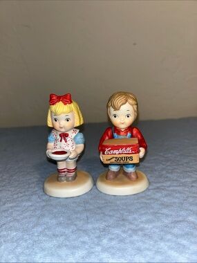 1993 Campbell's Soup Kids bisque porcelain figurines Boy and Girl